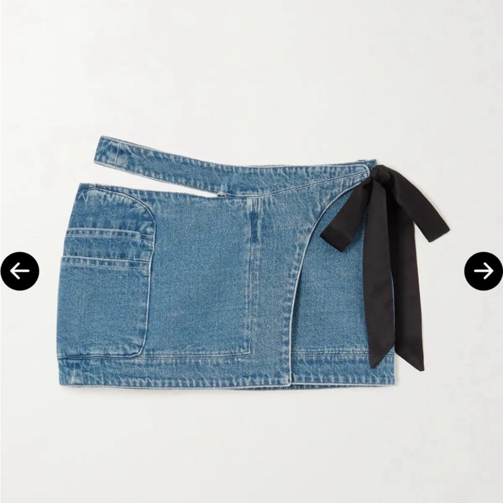 NWT CORMIO Victoria Bow Detailed Cutout Detail Wrap Denim Mini Skirt - Size 38